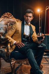 Abito taglio smoking Glitteraro oro con Reverse nero